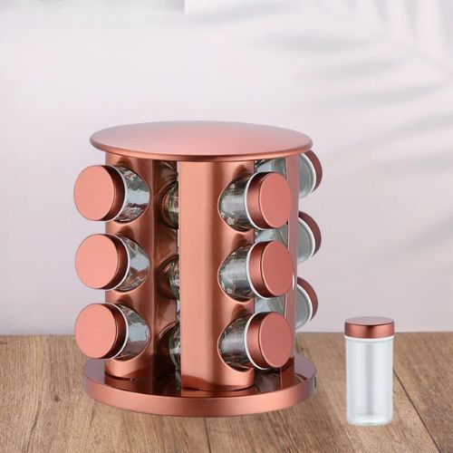 Étagère-à-épices-rotative-12-pots-rose-doré