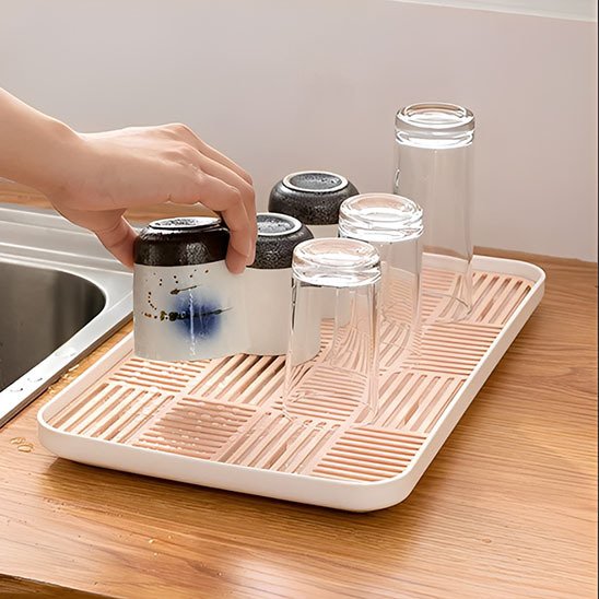 Égouttoir vaisselle design plateau en grille plan de travail sec