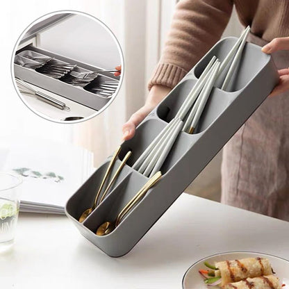 Range couvert tiroir net gris